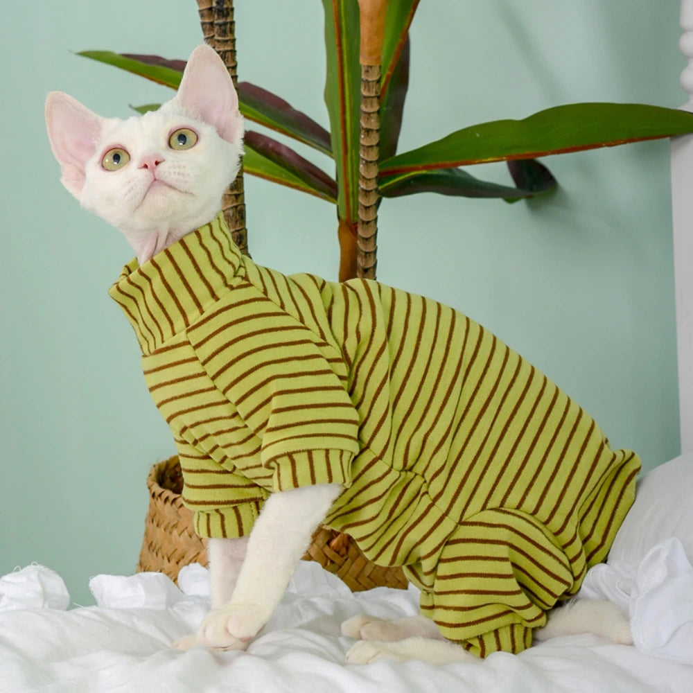 Soft Cotton Cat & Small Dog Jumsuit - 4-Legged Coat for Kittens & Puppies