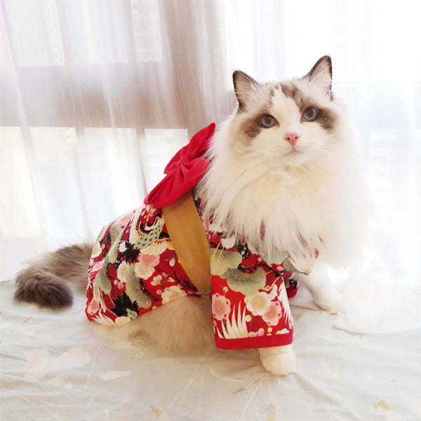 Japanese Style Pet Kimono - Lightweight Summer Coat for Cats & Dogs