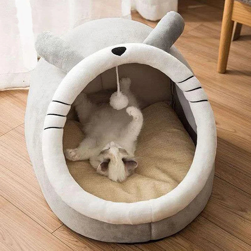 Premium Foldable Cat Bed - Washable Pet Sleeping Cave for Cats & Small Dogs