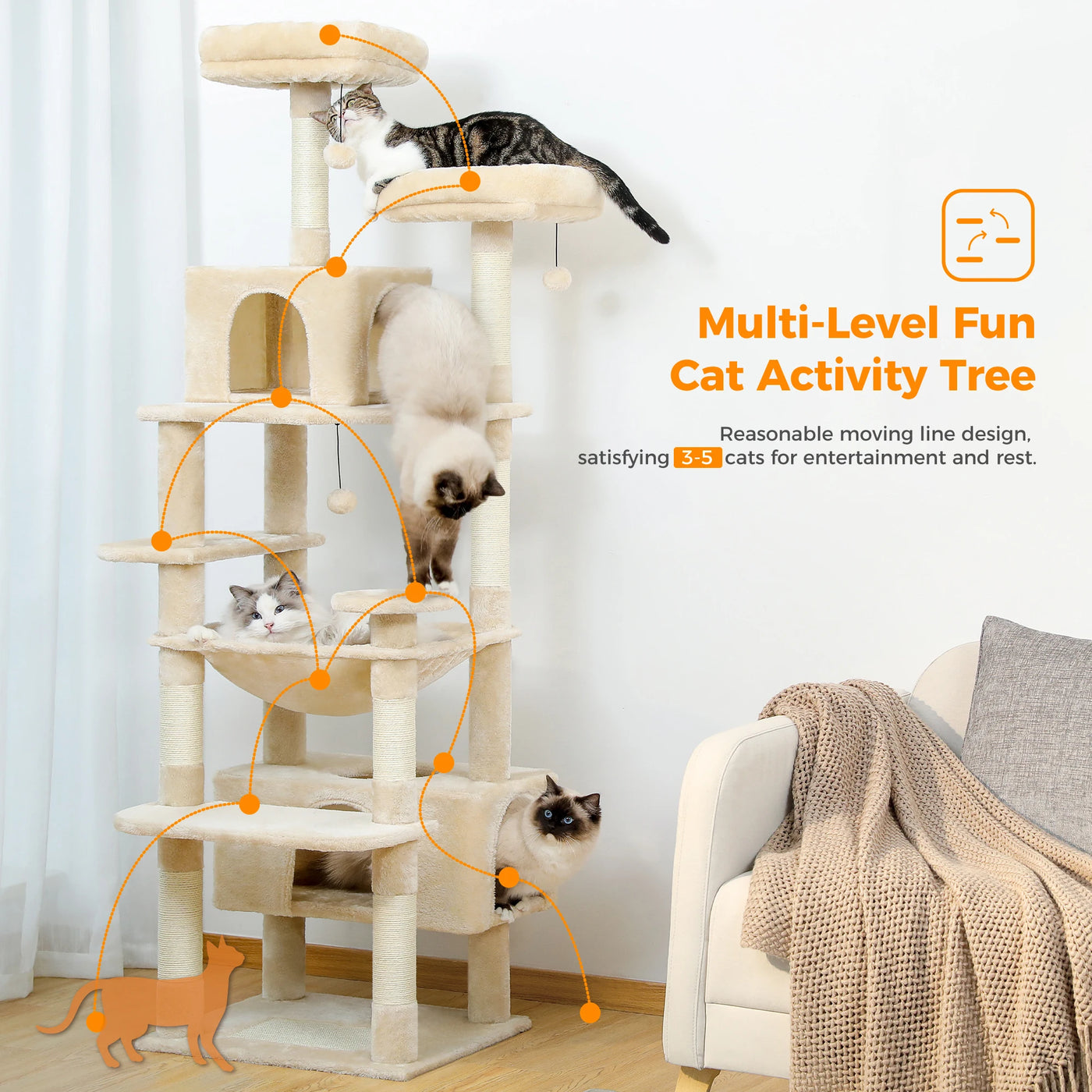 Premium Multi-Level Cat Tree Tower with Sisal Scratching Posts