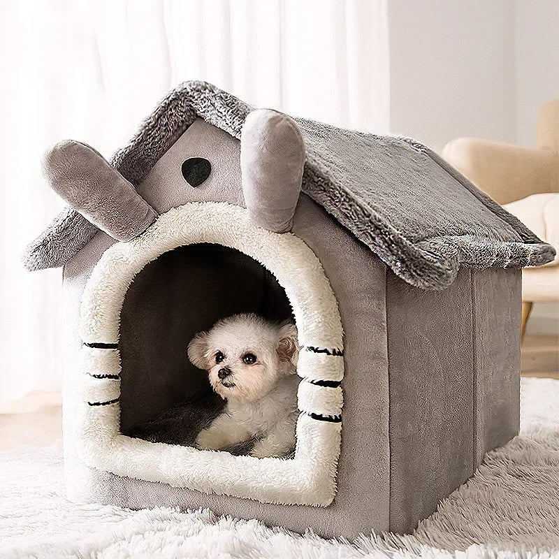 Foldable Pet Bed - Warm Winter House for Small to Medium Dogs & Cats