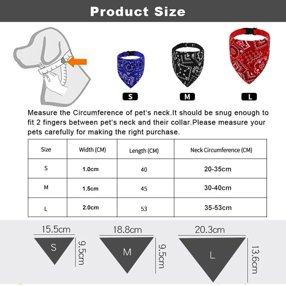 Adjustable Dog Bandana Collar - Stylish Neckerchief for Small, Medium & Large Dogs