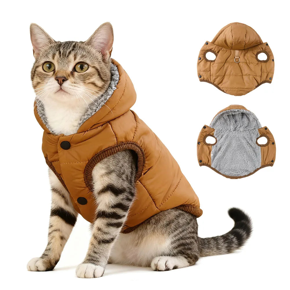 Waterproof Hooded Pet Jacket - Warm Fleece Coat for Small to Medium Dogs & Cats