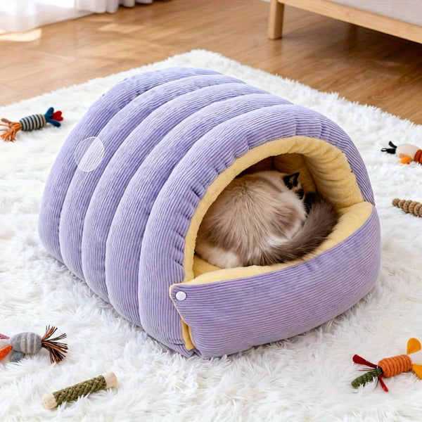 Premium Winter Warm Cat Bed - Soft Plush Pet Sleeping Cave