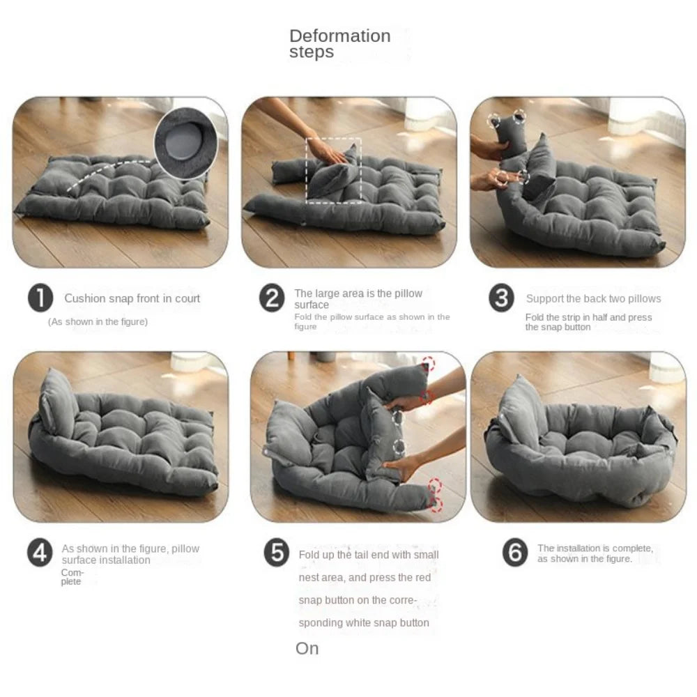 Premium 3-in-1 Pet Sofa Bed - Soft Washable Dog & Cat Bed