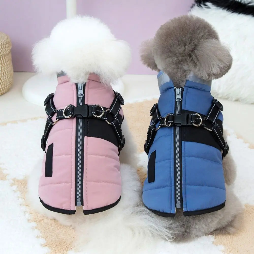 Waterproof Dog Winter Jacket - Adjustable Padded Coat with Reflective Strips