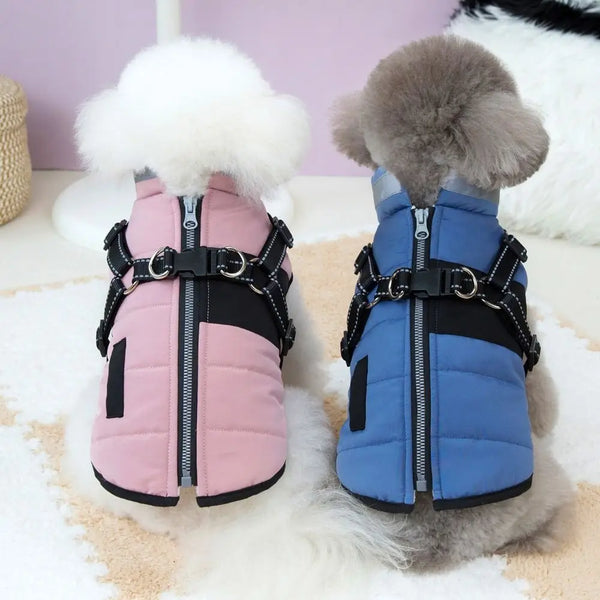 Waterproof Dog Winter Jacket - Adjustable Padded Coat with Reflective Strips