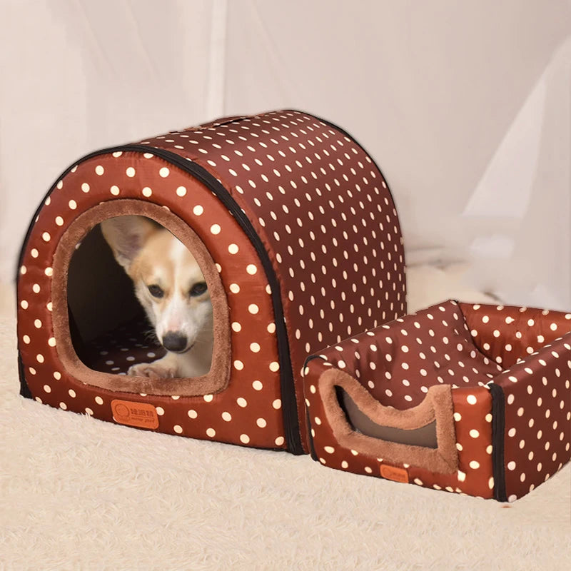Warm Foldable Pet House - Comfortable Kennel Bed for Dogs & Cats