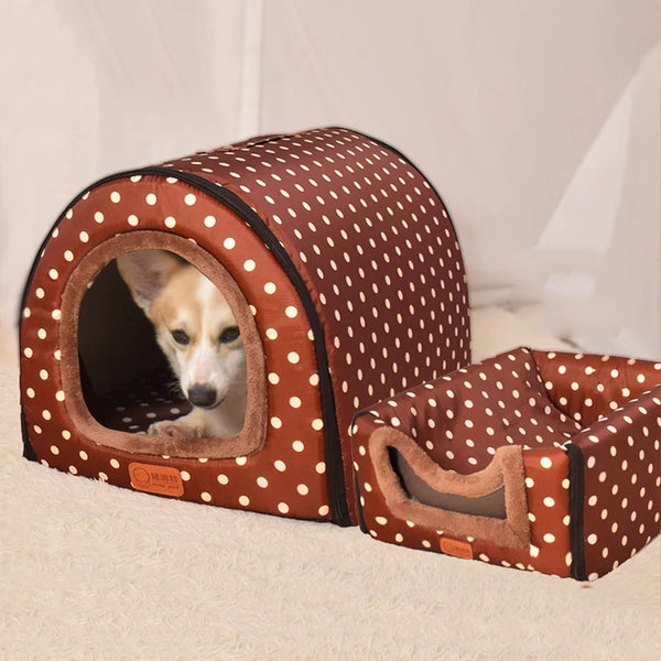 Warm Foldable Pet House - Comfortable Kennel Bed for Dogs & Cats