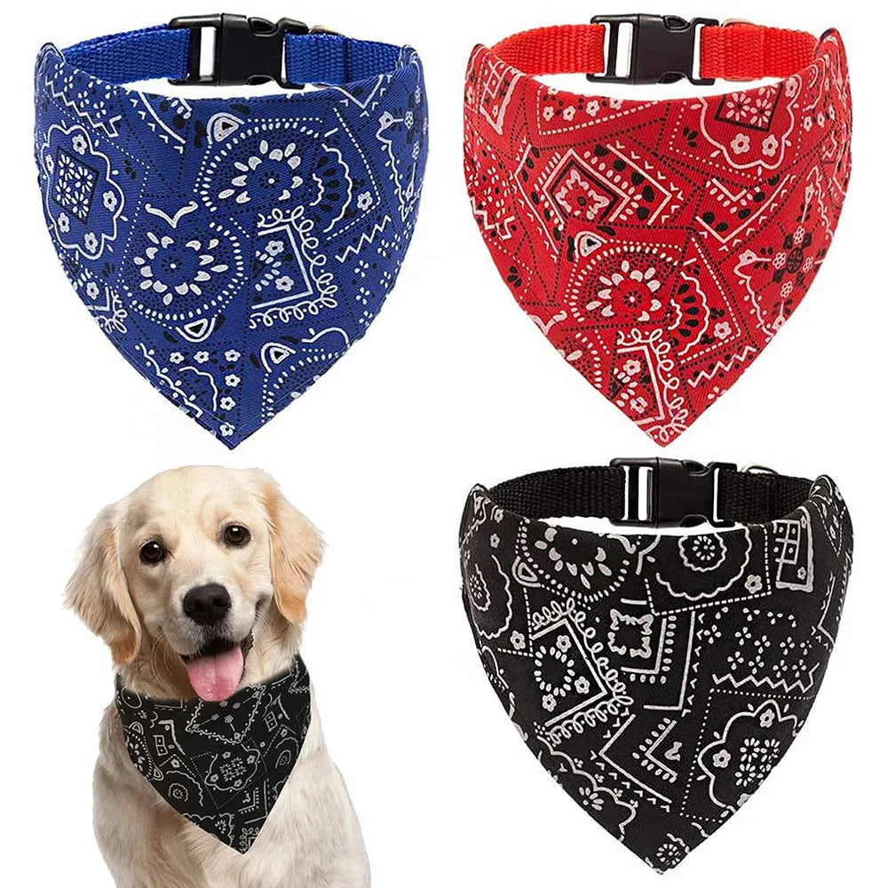 Adjustable Dog Bandana Collar - Stylish Neckerchief for Small, Medium & Large Dogs