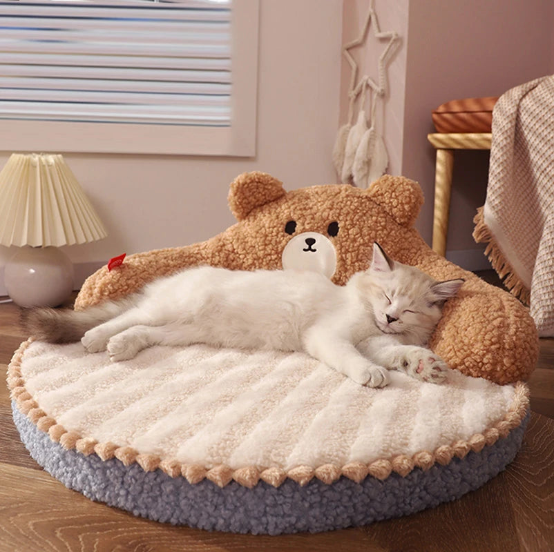 Hoopet Winter Pet Bed - Plush Velvet Cushion for Cats & Small Dogs