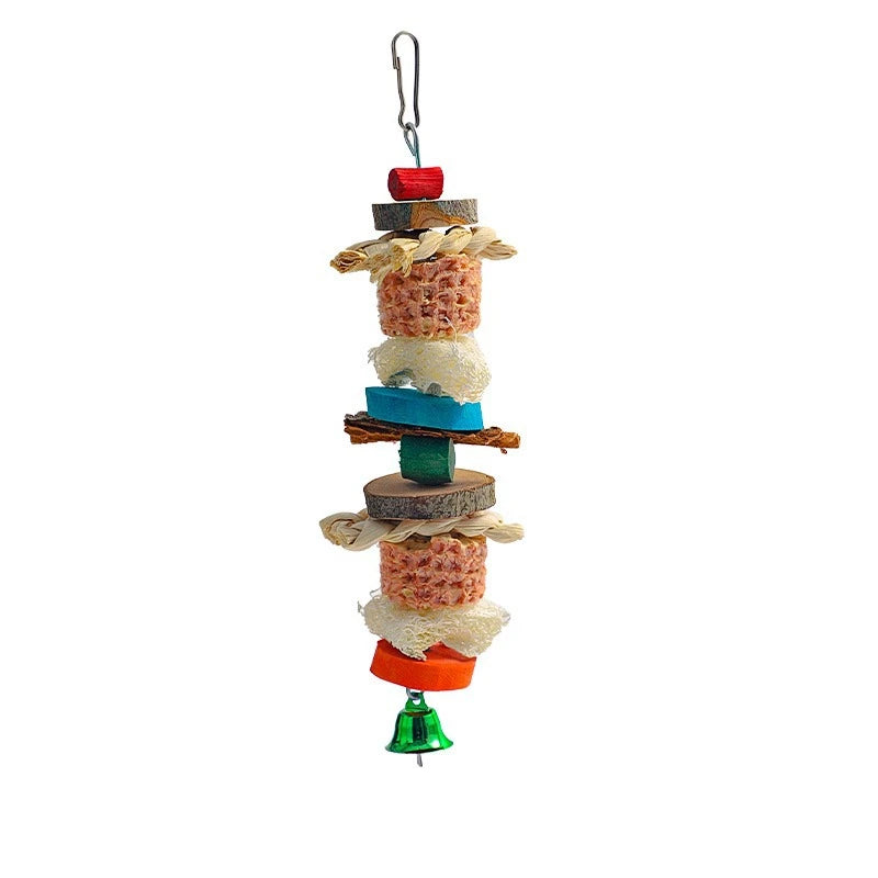 Natural Bird Parrot Chewing Toy - Corn Cob & Wood Combination