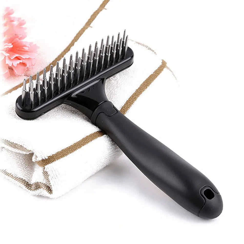 Professional Pet Grooming Rake - Stainless Steel Undercoat Brush for Dogs & Cats