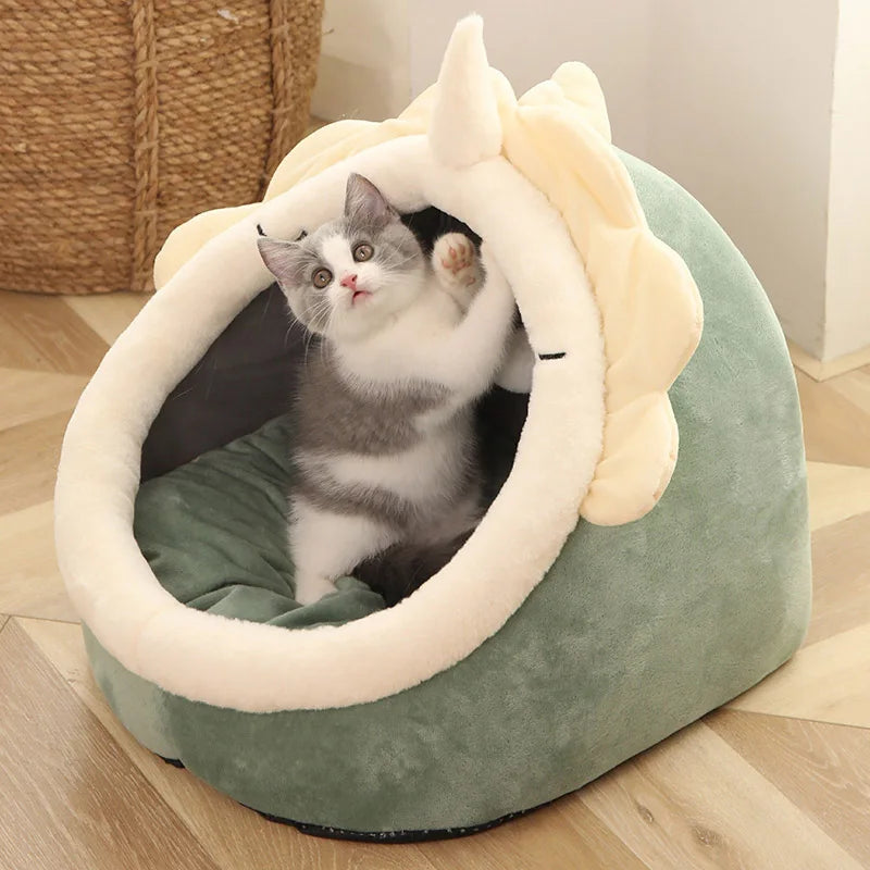 Premium Foldable Cat Bed - Washable Pet Sleeping Cave for Cats & Small Dogs