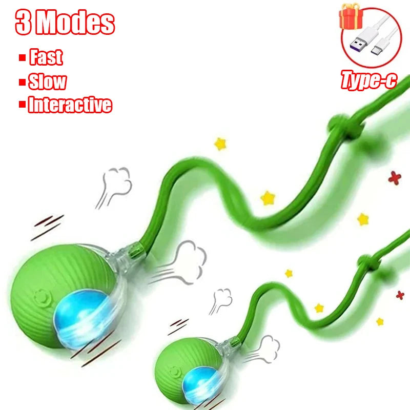 Interactive Cat Ball Toy - Automatic Rolling with Faux Tail