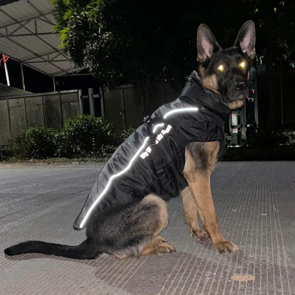 Winter Dog Coat with Fur Collar - Warm Jacket for Large Dogs