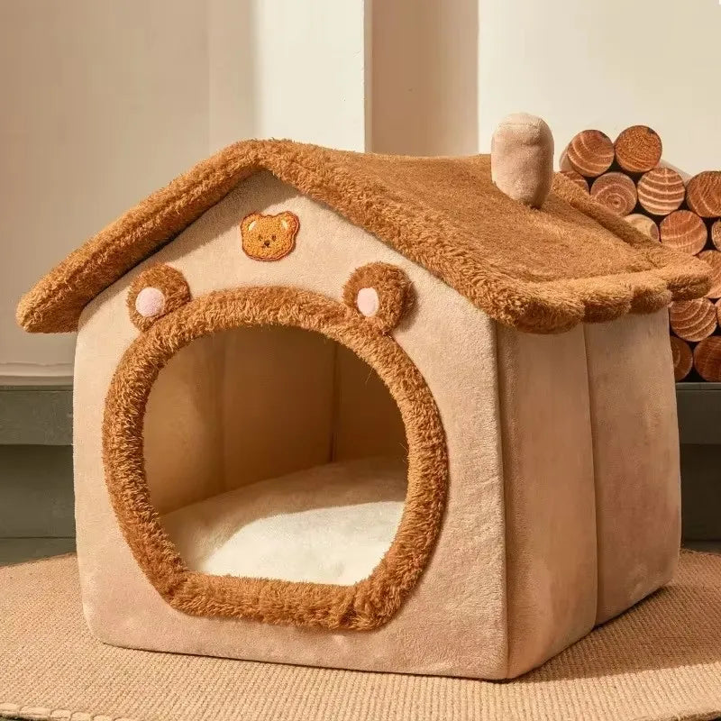 Foldable Pet Bed - Warm Winter House for Small to Medium Dogs & Cats