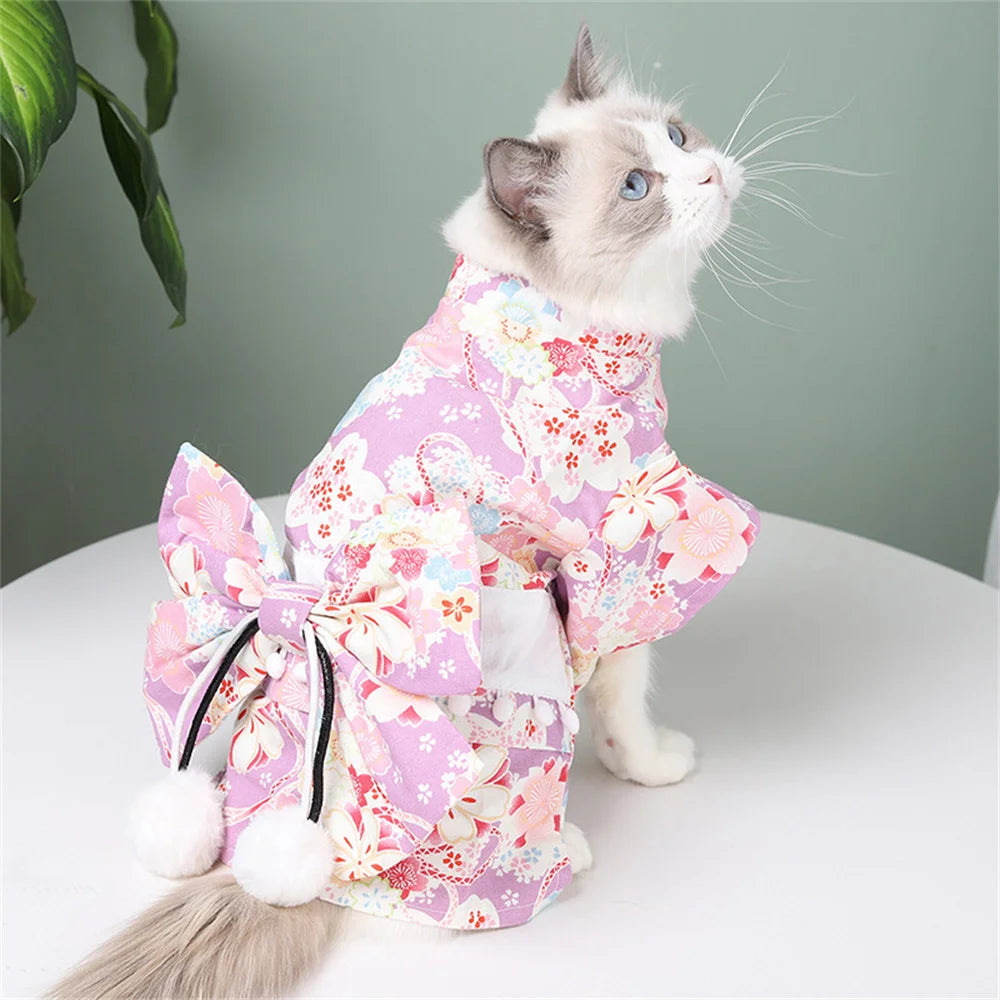 Japanese Style Pet Kimono - Lightweight Summer Coat for Cats & Dogs