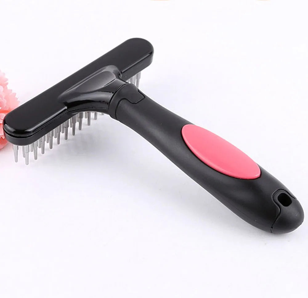 Professional Pet Grooming Rake - Stainless Steel Undercoat Brush for Dogs & Cats