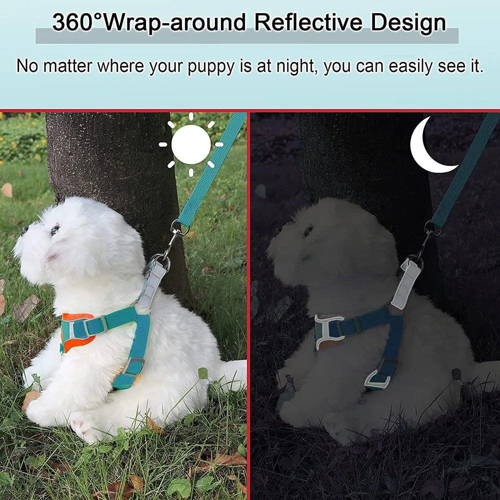 Adjustable Step-In Dog Harness with Reflective Safety Vest