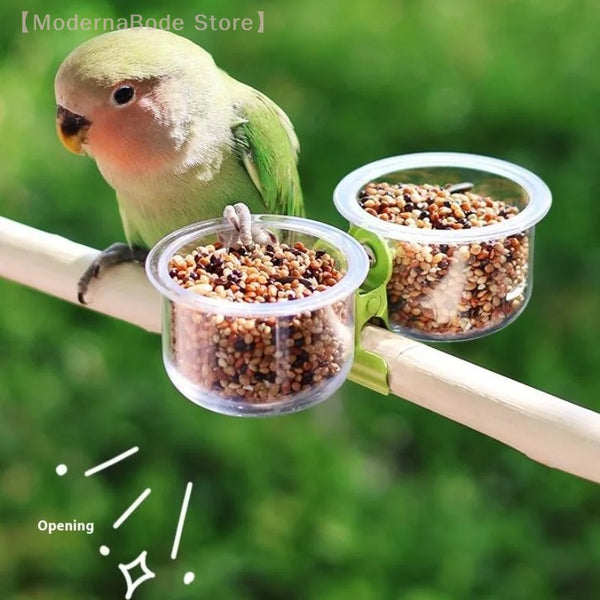Clip-On Parrot Food & Water Bowl - Bird Cage Feeder with Bracket for Small Pets