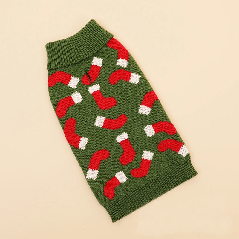 Christmas Dog Sweater - Knitted Turtleneck Pullover for Small Dogs