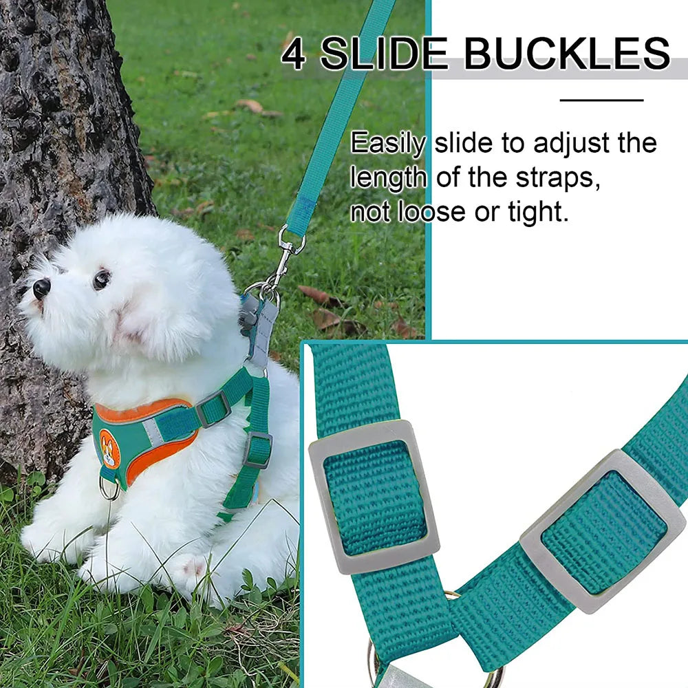 Adjustable Step-In Dog Harness with Reflective Safety Vest