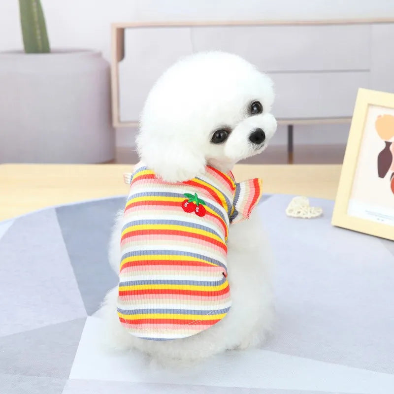 Corduroy Ruffle Striped Vest Dress for Dogs and Cats