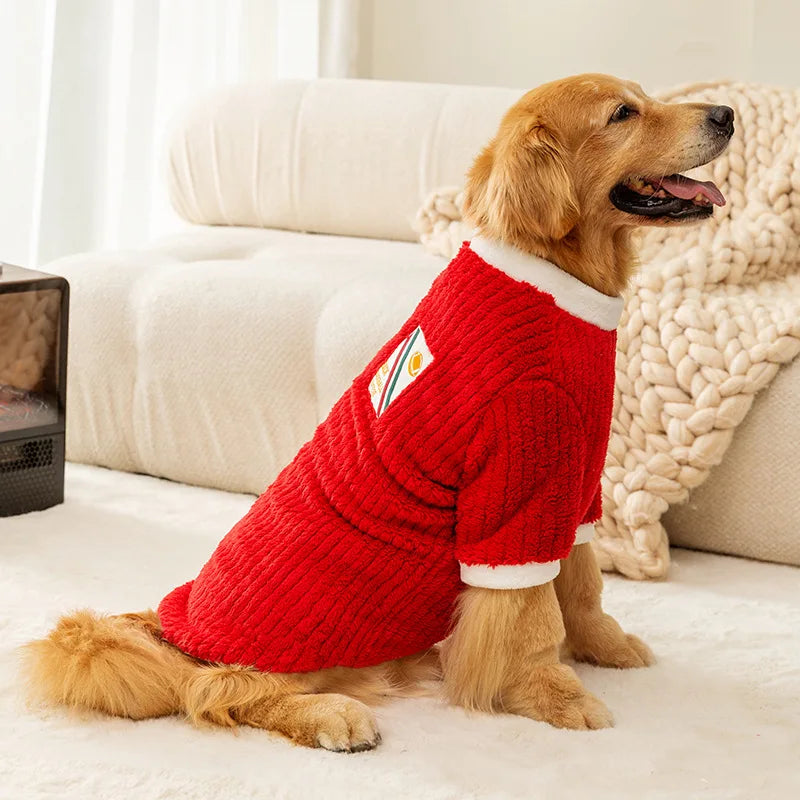 Fleece Dog Hoodie for Large Breeds - Soft Warm Jacket for Golden Retriever & Labrador