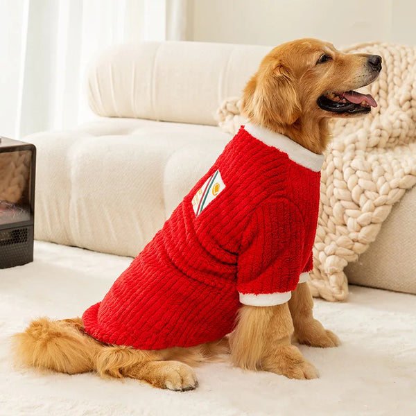 Fleece Dog Hoodie for Large Breeds - Soft Warm Jacket for Golden Retriever & Labrador