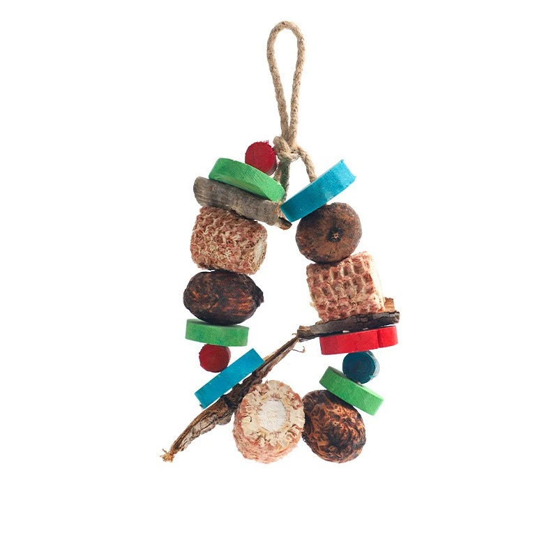 Natural Bird Parrot Chewing Toy - Corn Cob & Wood Combination