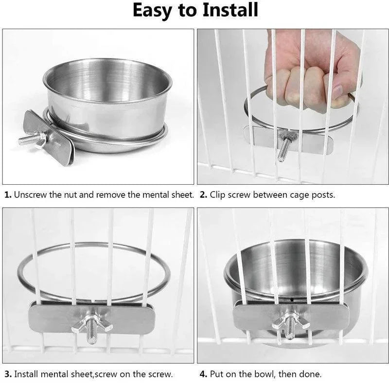 Stainless Steel Bird Feeder with Clamp Holder
