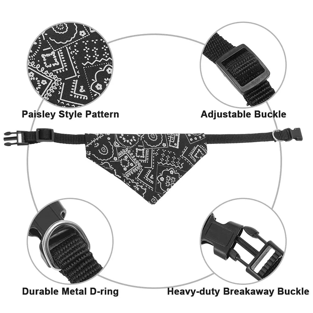 Adjustable Dog Bandana Collar - Stylish Neckerchief for Small, Medium & Large Dogs