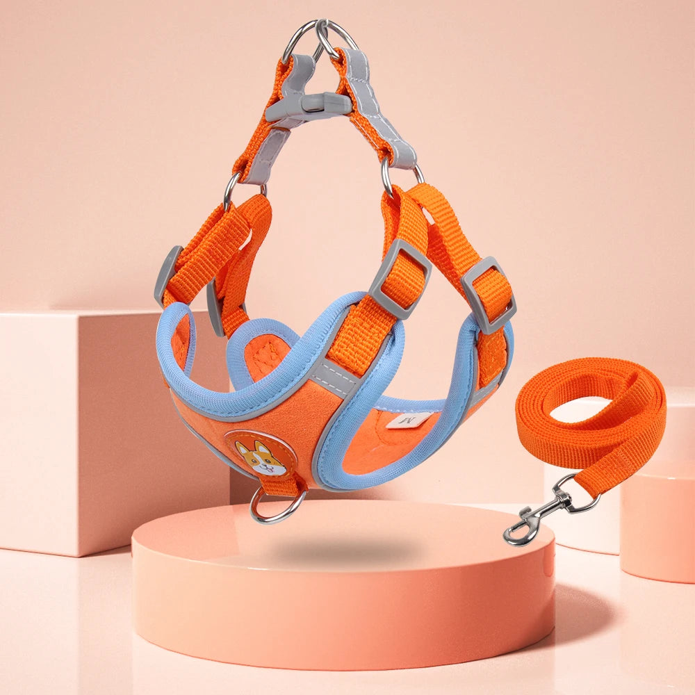 Adjustable Step-In Dog Harness with Reflective Safety Vest