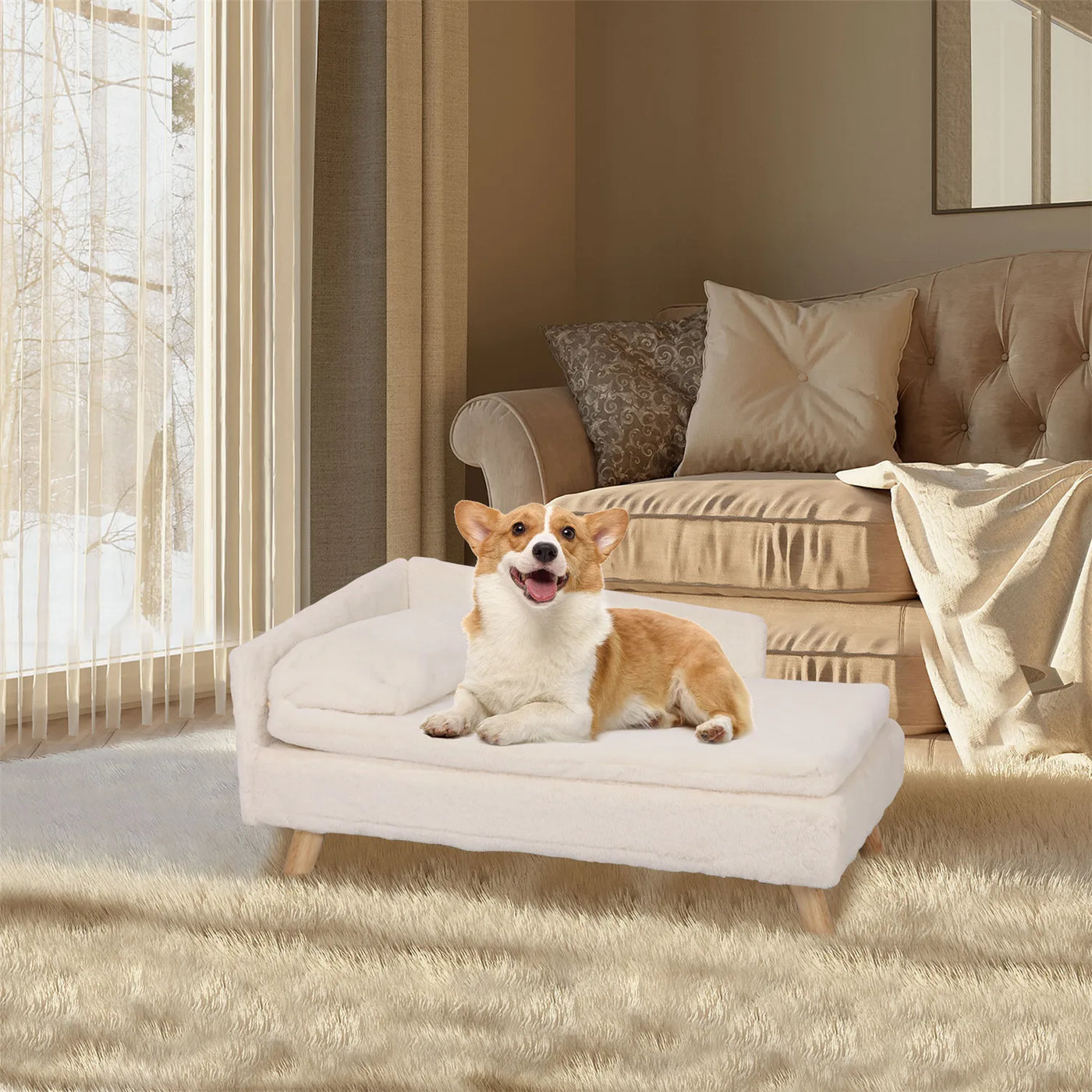 Nordic Elevated Pet Bed with Waterproof Cushion