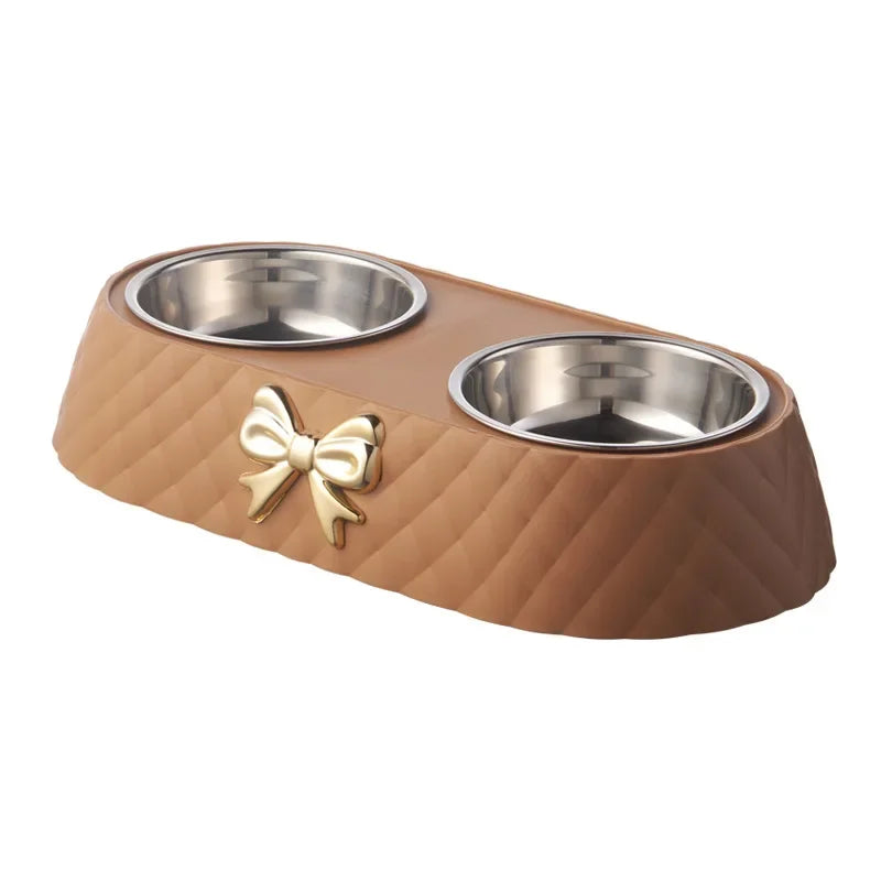Bowtie Double Pet Bowl - Non-Slip Food and Water Bowls for Dogs and Cats