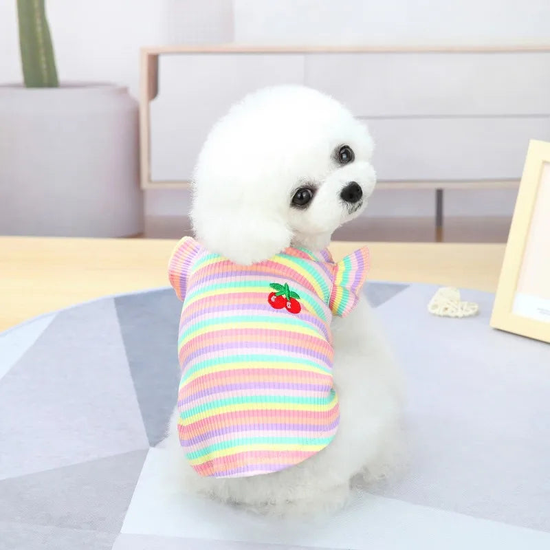 Corduroy Ruffle Striped Vest Dress for Dogs and Cats