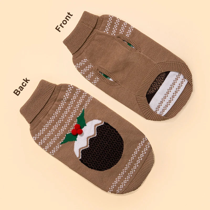 Christmas Dog Sweater - Knitted Turtleneck Pullover for Small Dogs