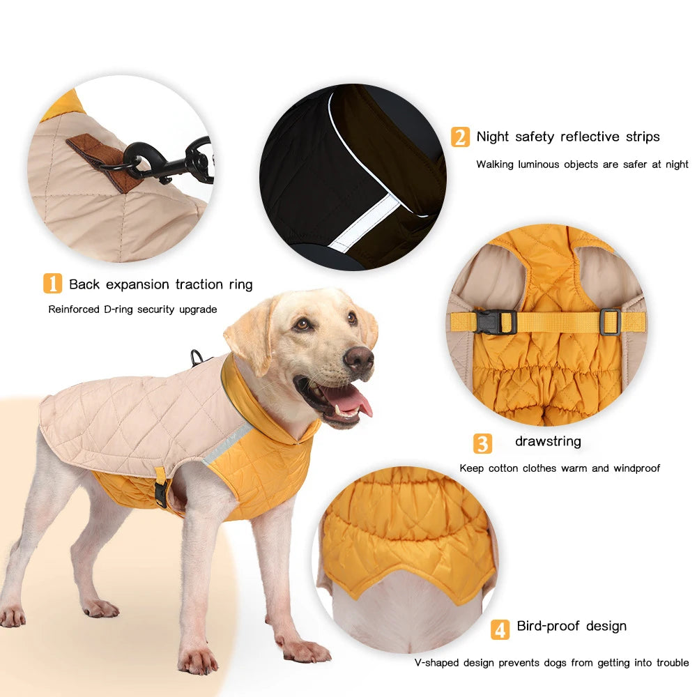 Waterproof Winter Dog Vest Jacket - Warm Padded Coat for Small to Large Dogs