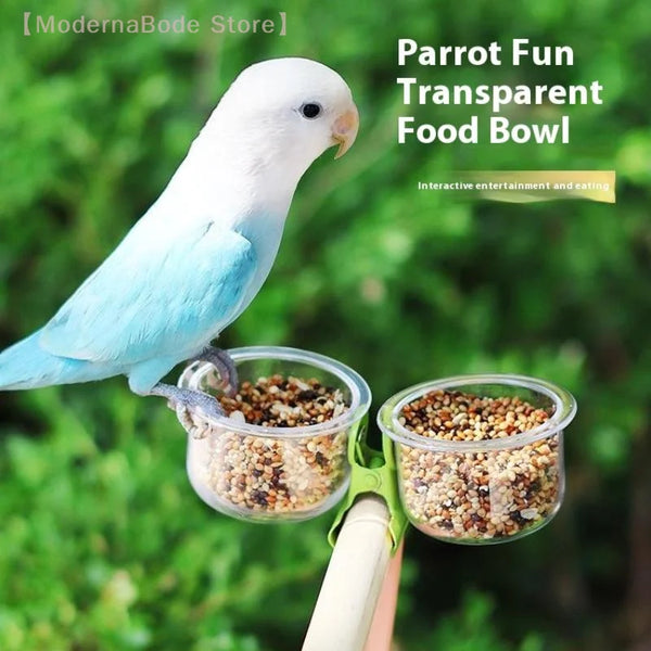 Clip-On Parrot Food & Water Bowl - Bird Cage Feeder with Bracket for Small Pets