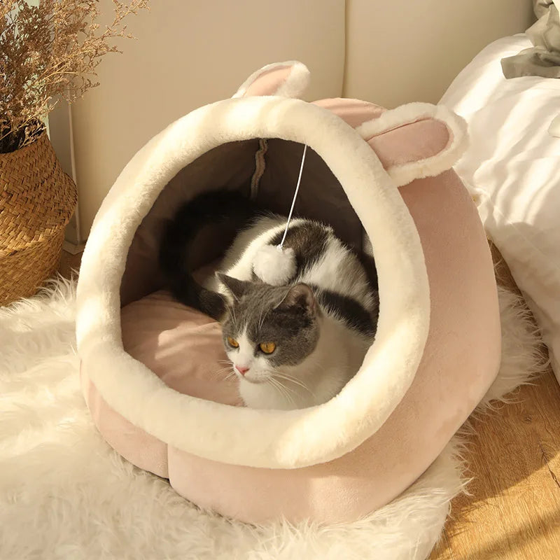 Premium Foldable Cat Bed - Washable Pet Sleeping Cave for Cats & Small Dogs