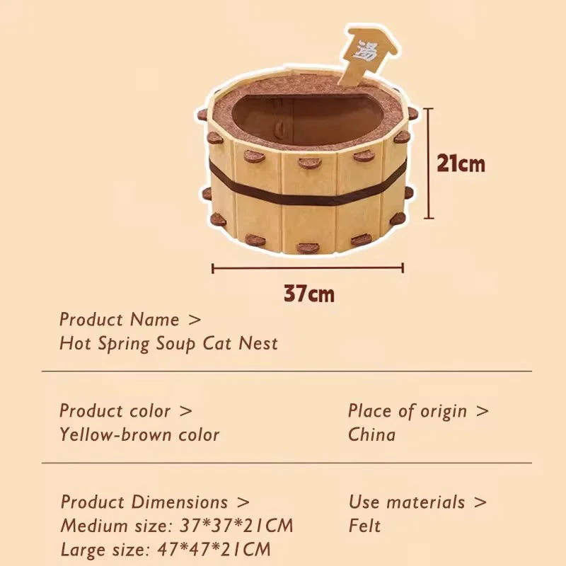 Premium Felt Cat Bed - Semi-Enclosed Design with Scratch Surface