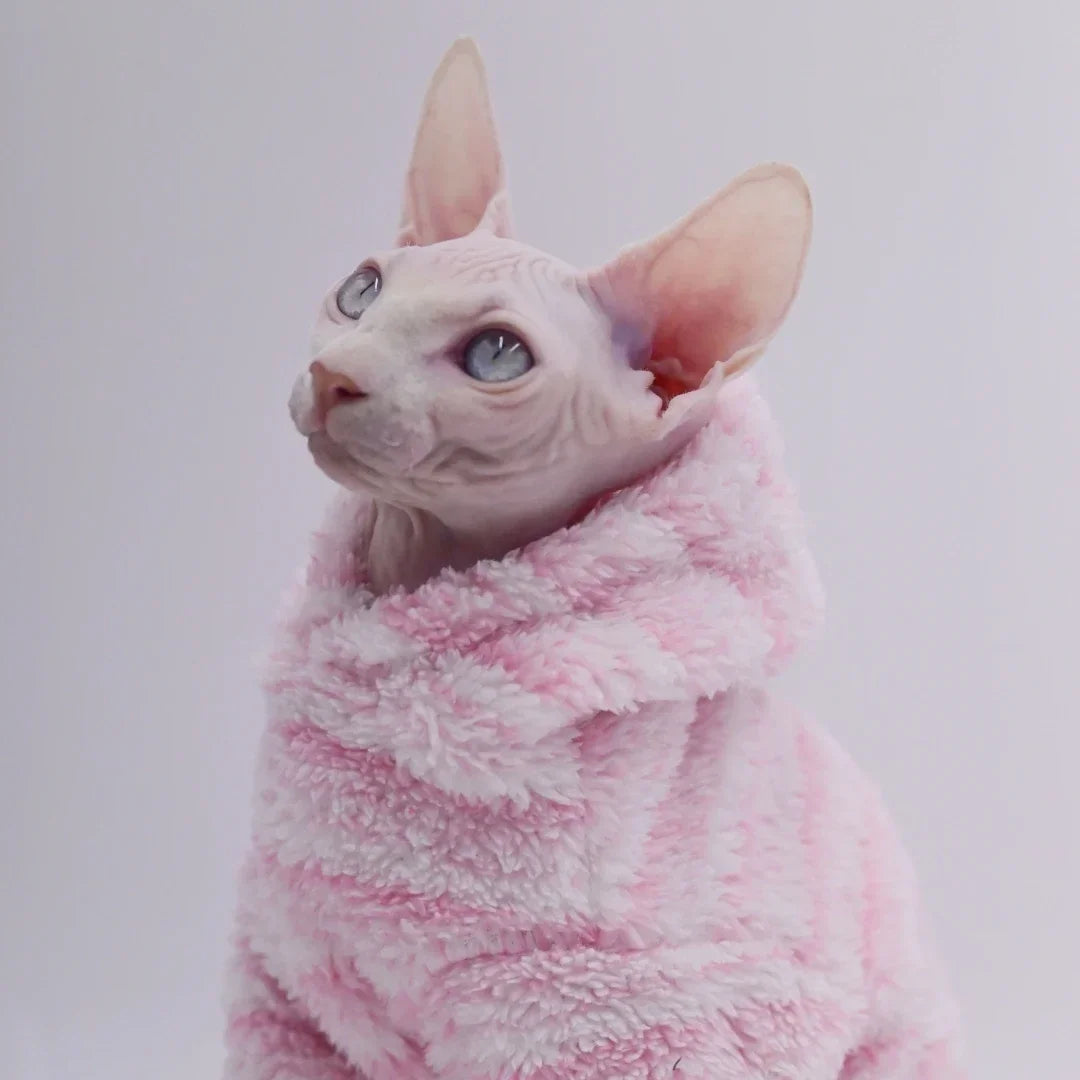 Soft Double-Sided Winter Cat Jacket - Warm Fleece Coat for Hairless Cats