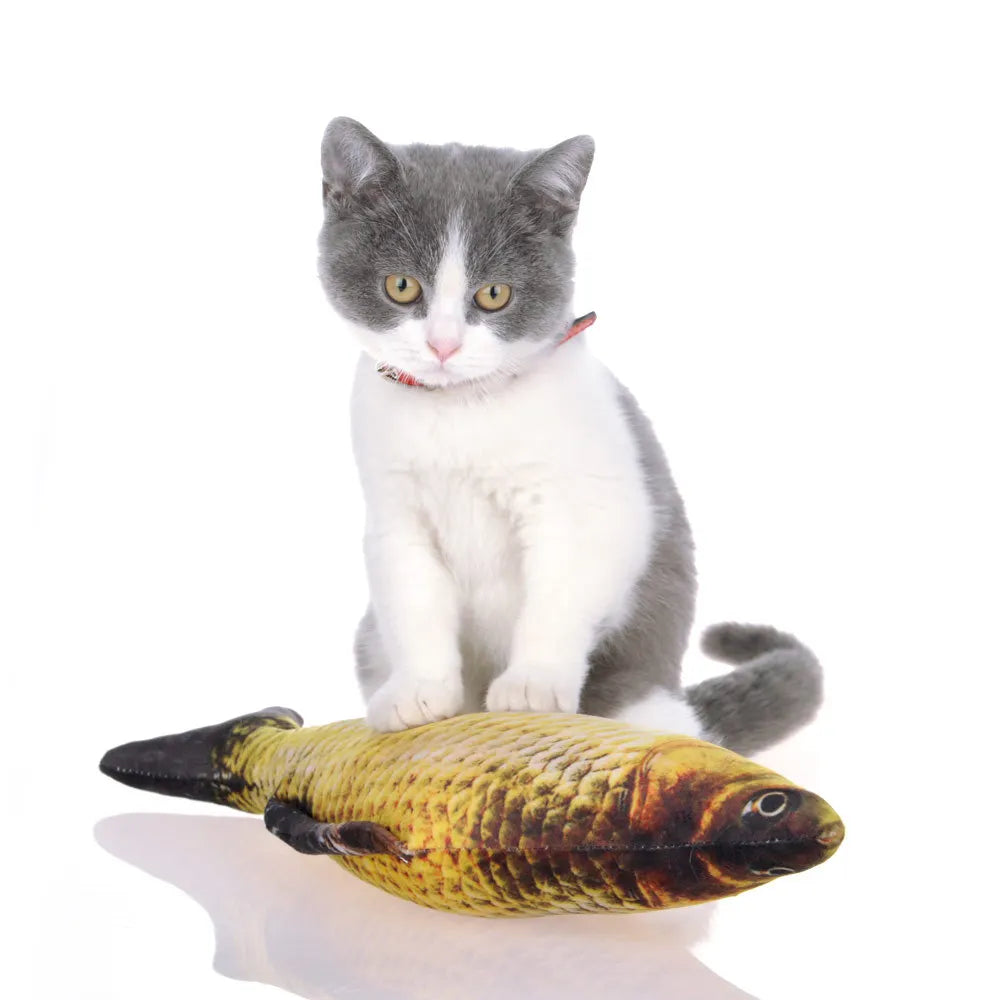 Premium Plush Fish Cat Toy with Scratch Board - 20cm