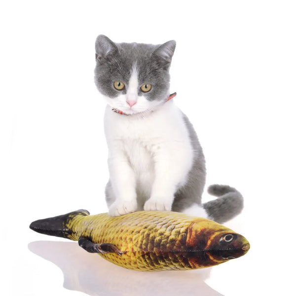 Premium Plush Fish Cat Toy with Scratch Board - 20cm