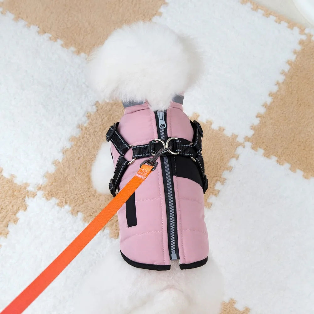 Waterproof Dog Winter Jacket - Adjustable Padded Coat with Reflective Strips