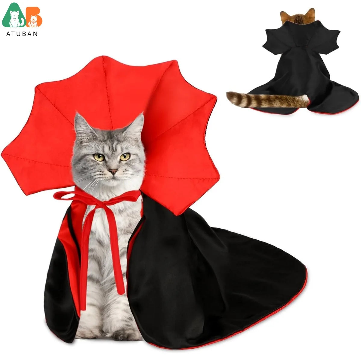 Pet Vampire Cape Costume for Cats and Small Dogs