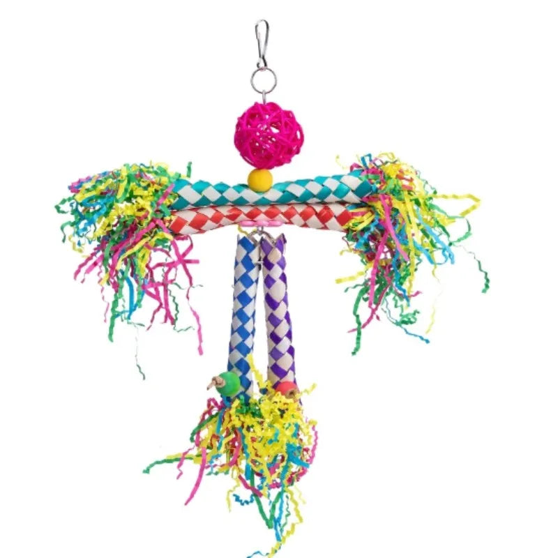 Premium Parrot Toy Set - Natural Wood & Woven Enrichment Toys
