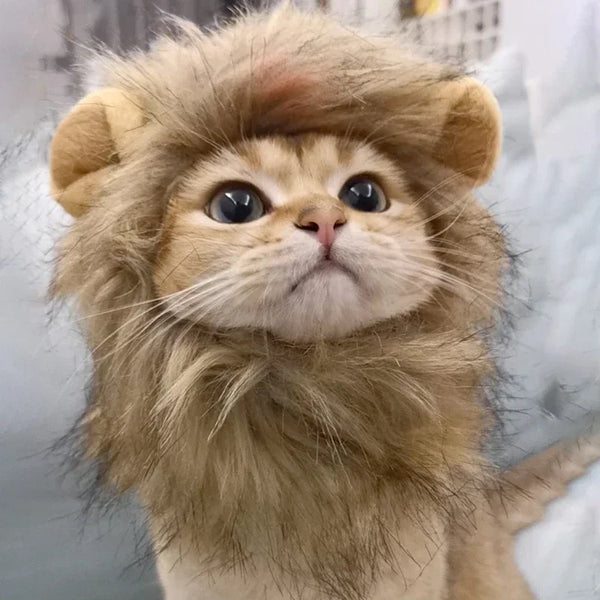 Cat Lion Mane Costume - Adjustable Pet Headgear for Cats and Dogs