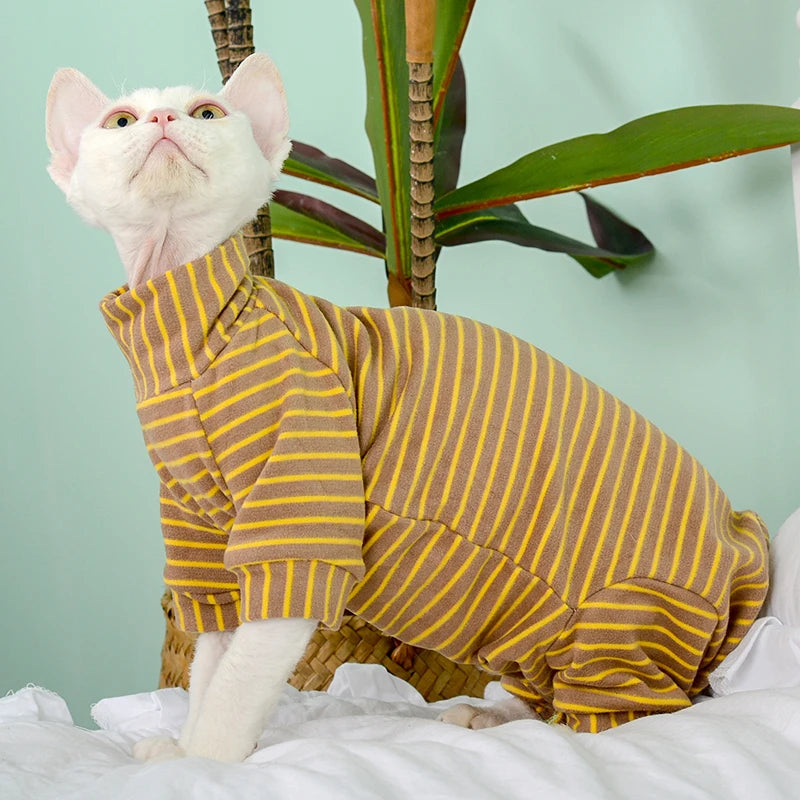 Soft Cotton Cat & Small Dog Jumsuit - 4-Legged Coat for Kittens & Puppies